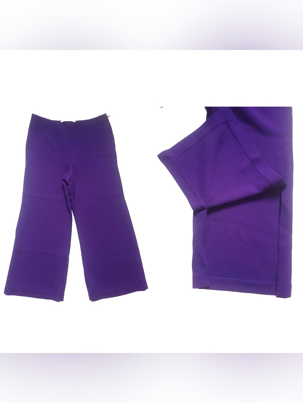 Roland Mouret Limited Edition Purple Pants Wide Leg Double Side Slit Hem Size:10